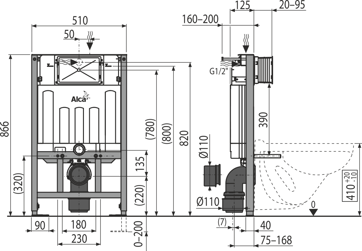 система инсталляции для сухой установки (артикул am101/850)  от интернет-магазина aleks.store