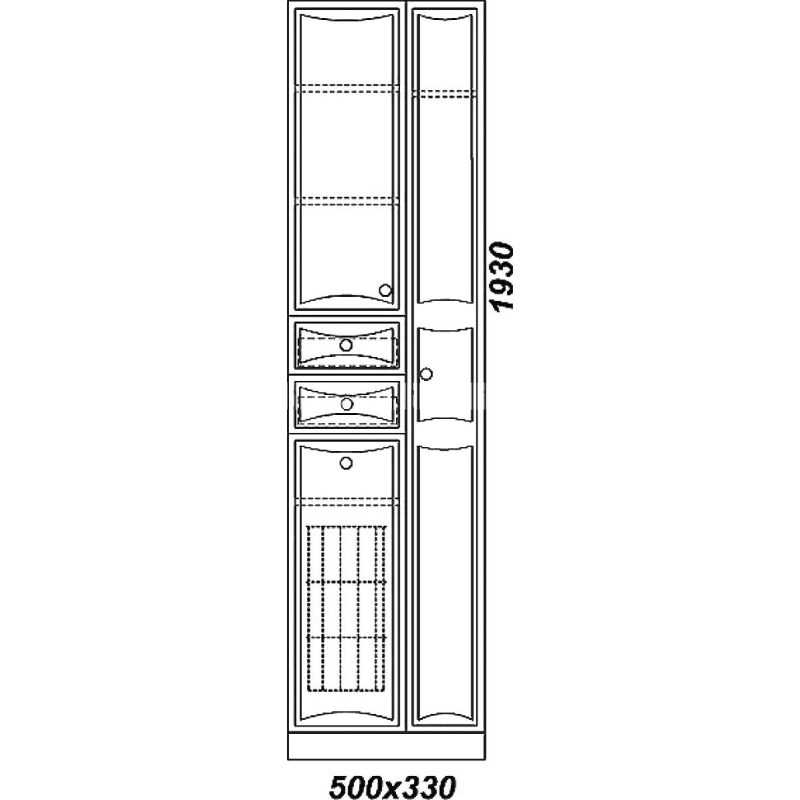 шкаф-пенал aqwella барселона п5/2/k с бельевой корзиной от интернет-магазина aleks.store